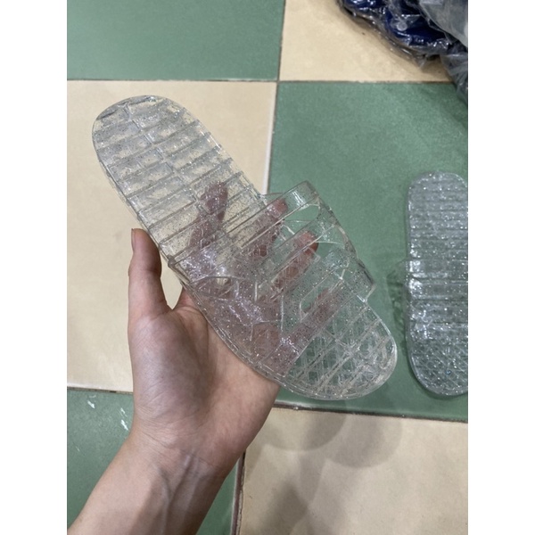 Dép Lê nhựa nữ kim tuyến 3 quai. Dép đi trong nhà ngoài trời rửa nước