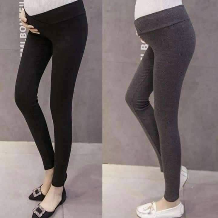 Quần legging bầu co giãn 4 chiều, gấu trơn hoặc phối ren