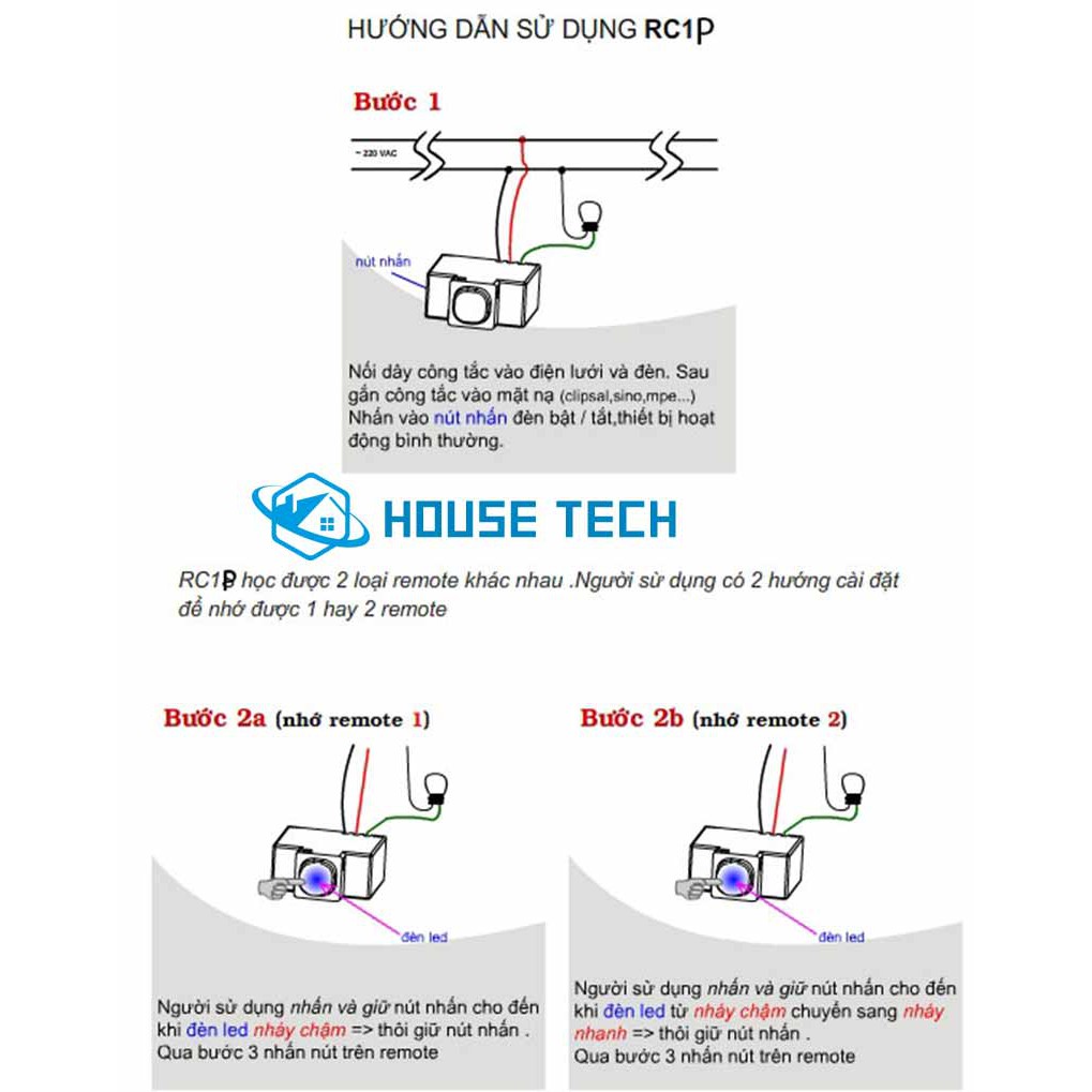 Công Tắc Tắt Mở Thiết Bị Điện Bằng Điều Khiển Từ Xa (RC1P)