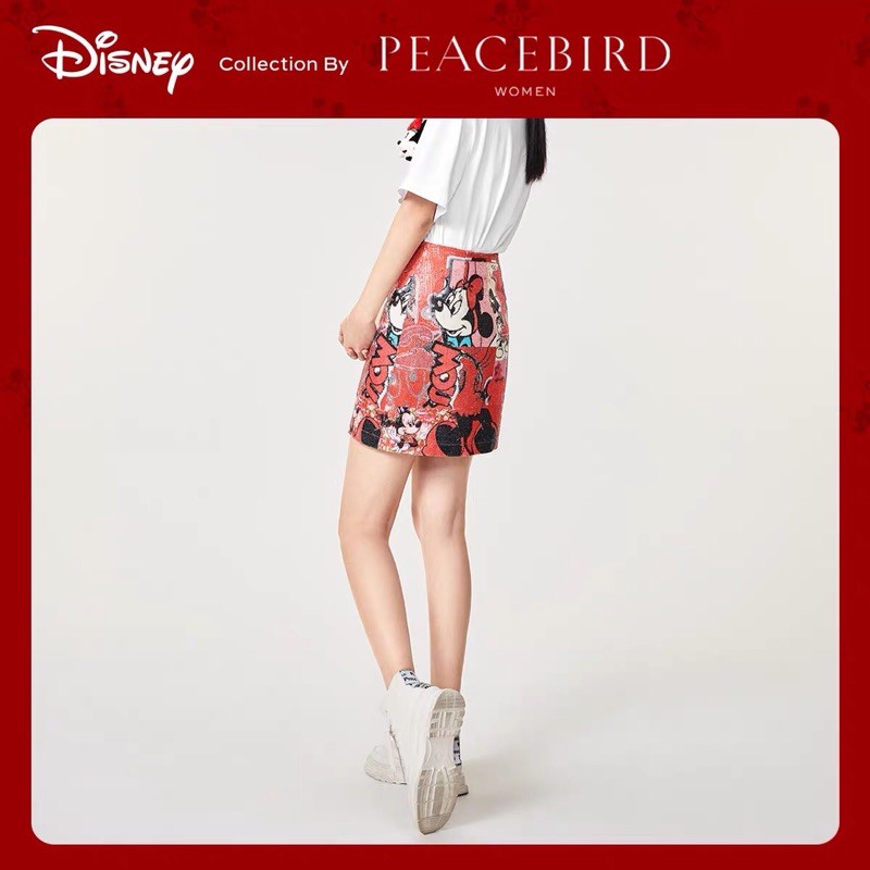 Chân váy đỏ kim sa Peacebird