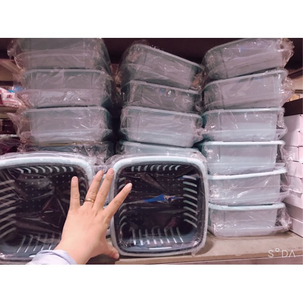 RỔ HOA QUẢ VUÔNG 3 IN 1 KÈM CHẬU VÀ NẮP TIỆN LỢI