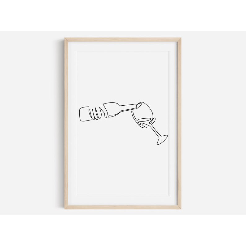 Tranh treo tường | Line art-line art print, wine print, female line art 31 , tranh canvas giá rẻ