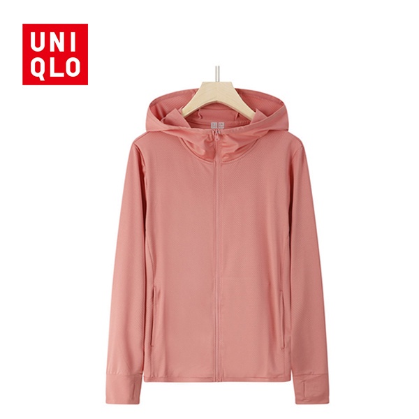 Áo khoác nữ Uniqlo có mũ trùm đầu chống tia cực tím Áo khoác dây kéo đầy đủ chống nắng Áo khoác nữ khô nhanh
