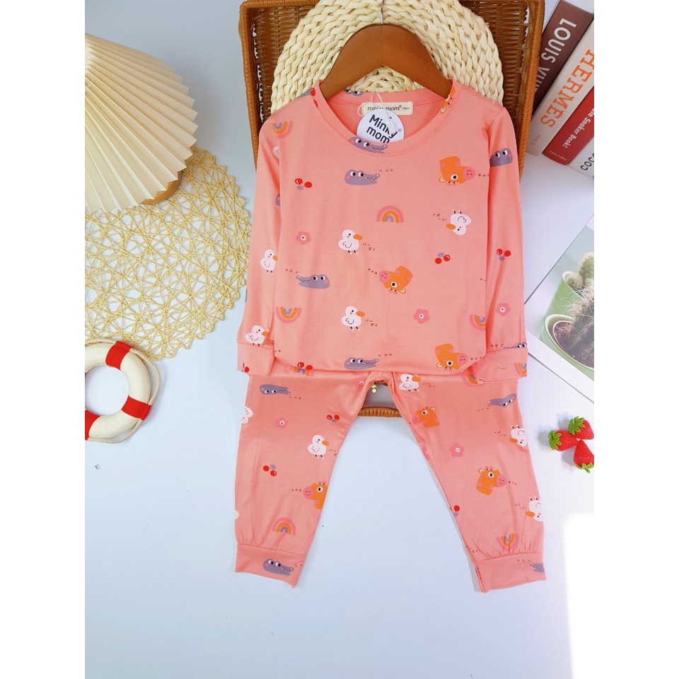 [Bé 19-32kg] Bộ dài tay thun lạnh in hình Minky Mom mềm mịn mát cho bé trai bé gái từ 19-32kg - HÀNG LOẠI 1
