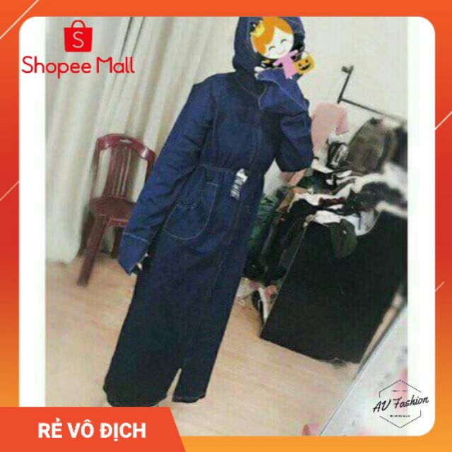 Áo chống nắng bò dài toàn thân, áo choàng chống nắng vải jean chỉ nổi cao cấp