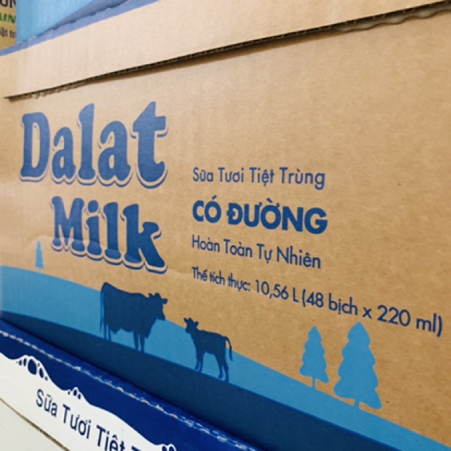 {Tặng 4h nhụa}Thùng sữa tươi Dalat Milk 48x220ml