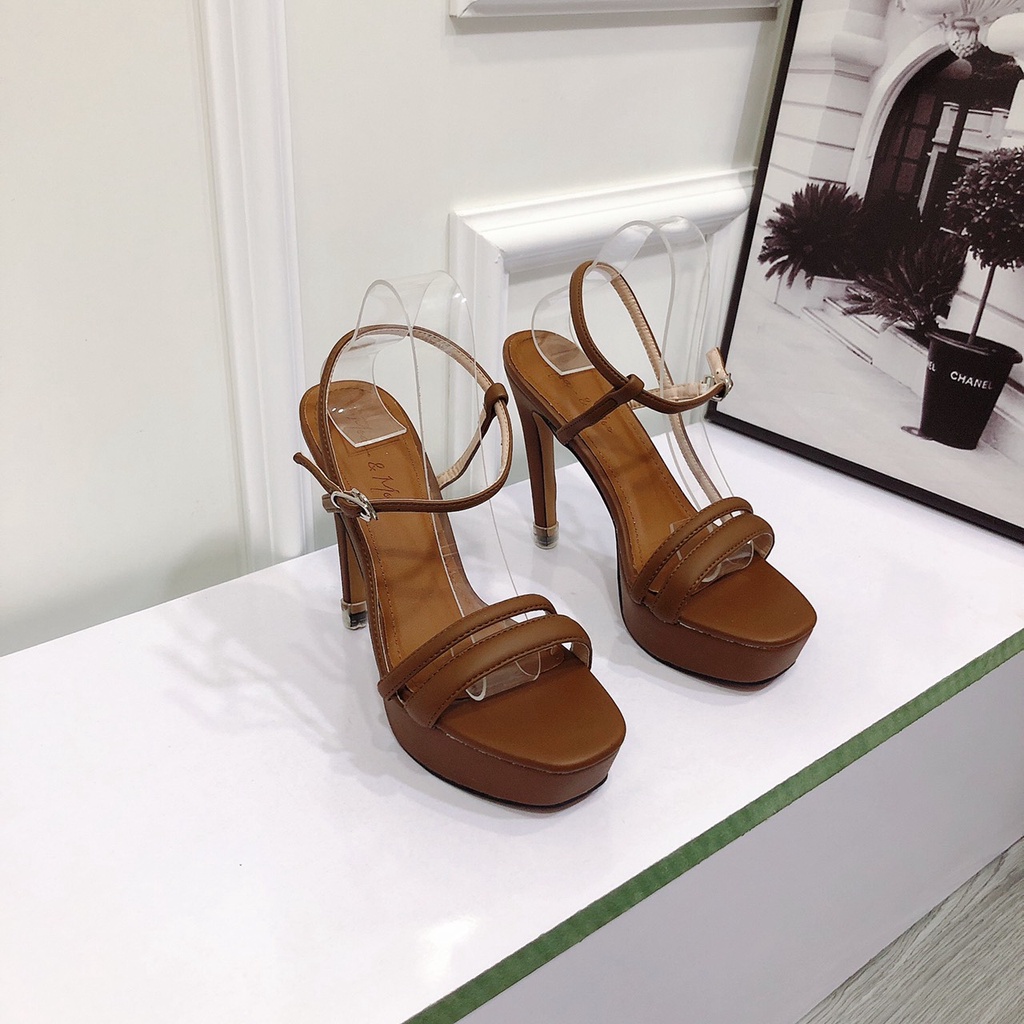 Sandal Cao Gót Nữ 12p Mũi Đúp Trước Cao 2p [ Hình Thật ] Chất Da Mịn Đẹp 3 Màu Lên Chân Tôn Dáng - Chị Chảnh Store