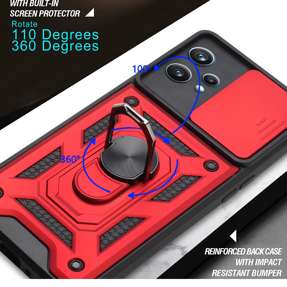 Ốp Điện Thoại Mềm Chống Sốc Có Giá Đỡ Dạng Trượt Cho OPPO Realme 9i 9 Pro Plus 8i A96 A36 A76 C21Y C11 Reno7 6