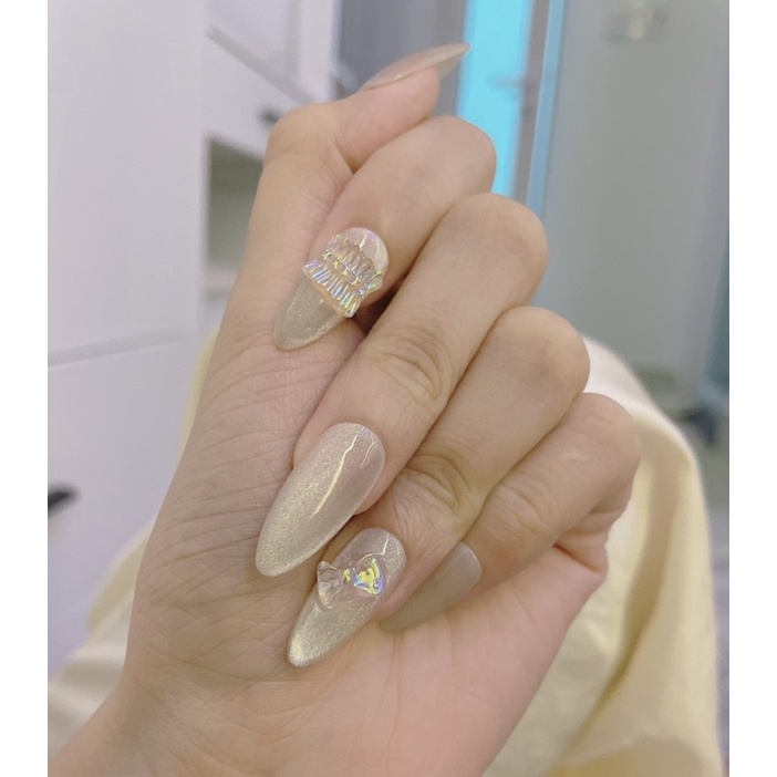 Nailbox nuna móng úp thiết kế móng tay giả mắt màu màu thạch Hồng nude giao hỏa tốc now ship 2h