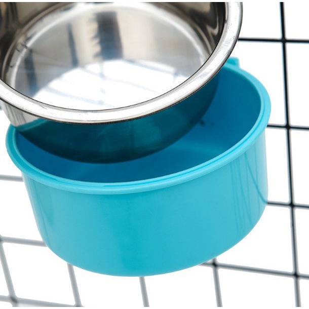 Bát ăn trơn inox gắn chuồng cho chó mèo / Chén ăn inox treo chuồng thú cưng