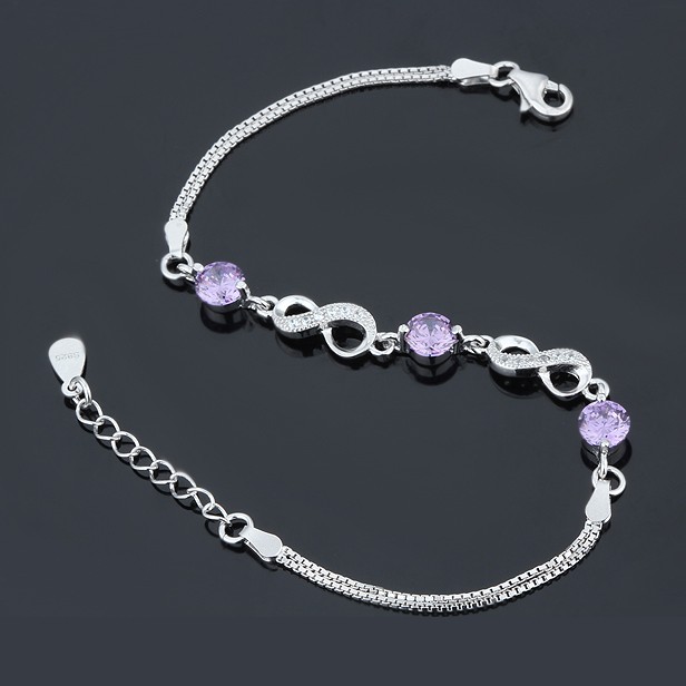 Lắc Tay Bạc Nữ Ý S925 Hình Vô Cực Đính Đá Sang Trọng - BNLT07 - Bảo Ngọc Jewlery