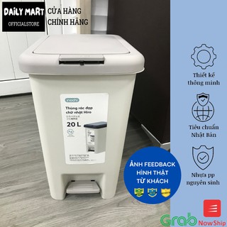 [4 Size] Thùng Rác Đạp Chân NẮP CHỮ NHẬT Nhựa Văn Phòng, Thùng Đựng Rác Nhà Bếp Thông Minh HIRO Inochi
