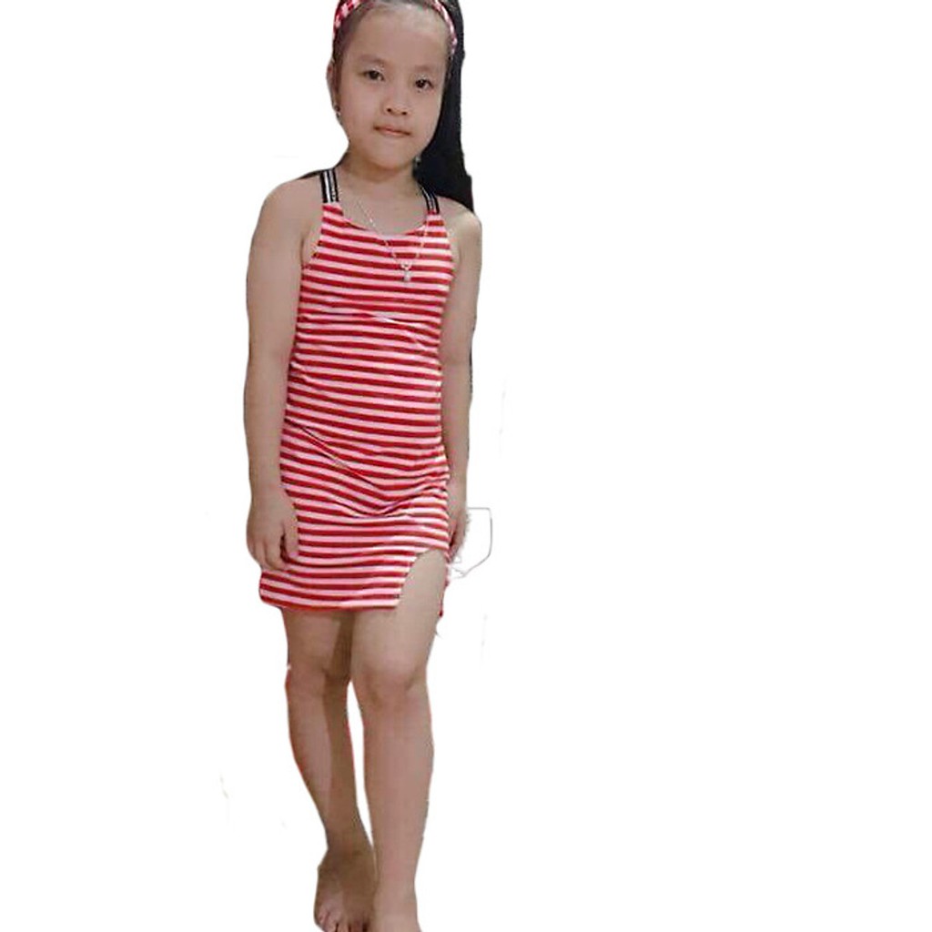 Combo 1-2-3 váy 2 dây bé gái kẻ ngang size 1-6 ib mầu