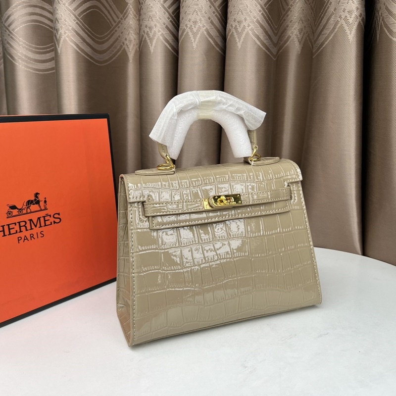 Túi nữ quai xách đeo chéo dáng đứng da vân bóng 8 màu