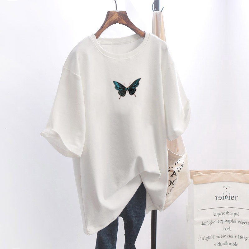 NRVP Áo thun nữ tay ngắn cổ tròn dáng rộng in hình dễ thương thời trang mùa hè 2020