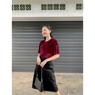 Sibling House - Áo thun vải nhung đỏ Ginny top
