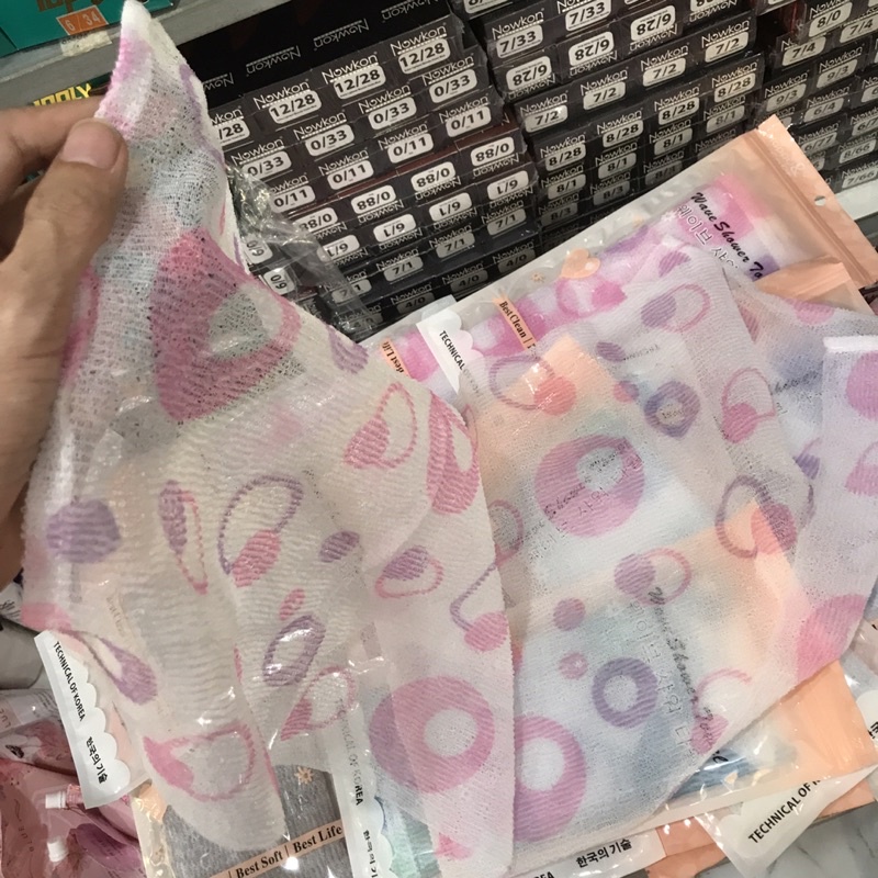 Bông Tắm-Khăn Tắm HAPPY Dạng Lưới 30cm×90cm(màu ngẫu nhiên)