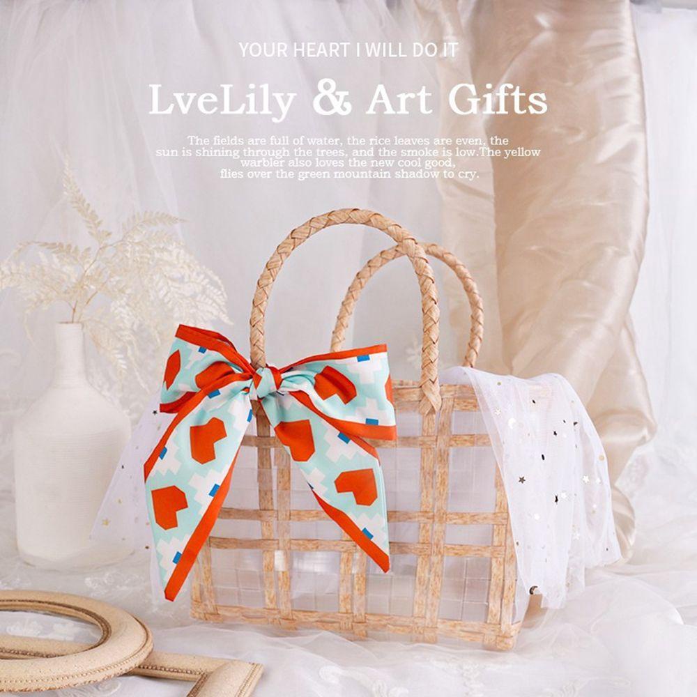 Túi Xách Đan Lát Phối Ren Đính Nơ Xinh Xắn Thời Trang Đi Biển