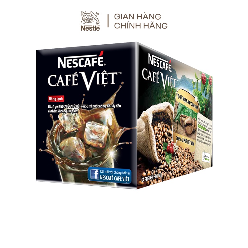 Combo 2 hộp cà phê hòa tan Nescafé café Việt đen đá (Hộp 15 gói x 16g)