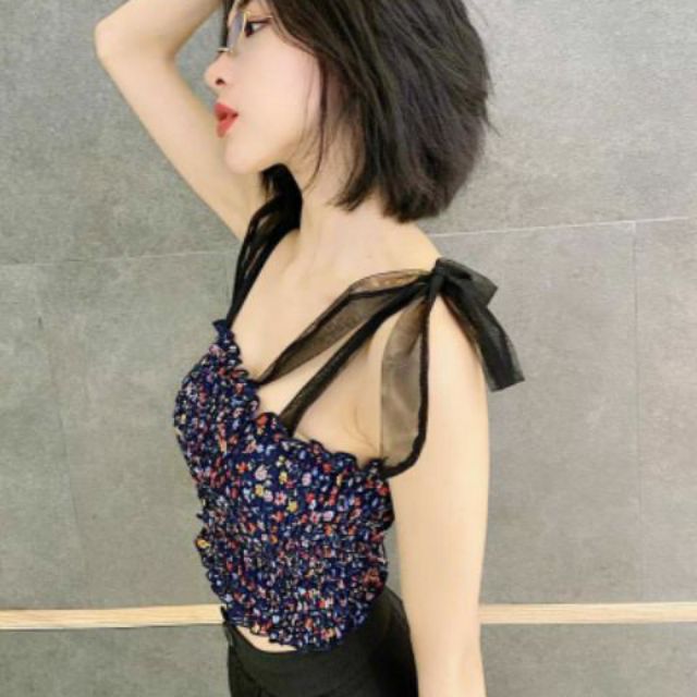 Áo vôn hoa nhí dây ruy băng mẫu mới