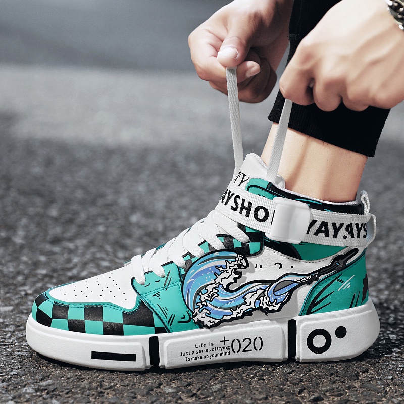 Giày thể thao nam in họa tiết hoạt hình Demon Slayer Tanjirou Kimetsu no Yaiba size 31~44