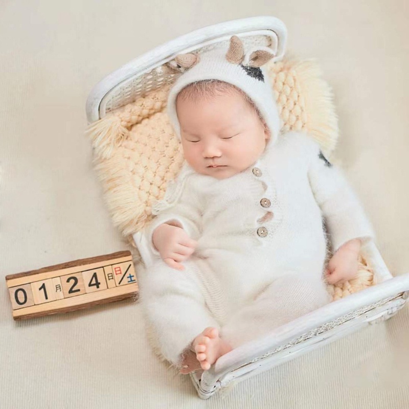 Haha Set 3 Bộ Áo Liền Quần Đan Móc Thủ Công Hình Bò Đội Mũ Bò Sữa Cho Búp Bê Mohair Beani