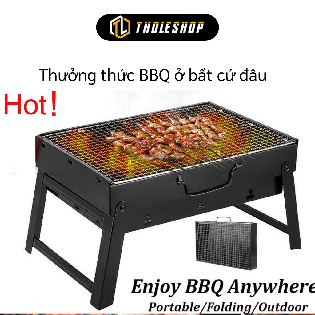 [SGD] Bếp Nướng Than - Bếp Than Hoa Vuông Ngoài Trời Không Khói, Có Khay Chứa Mỡ, Gấp Gọn 8289