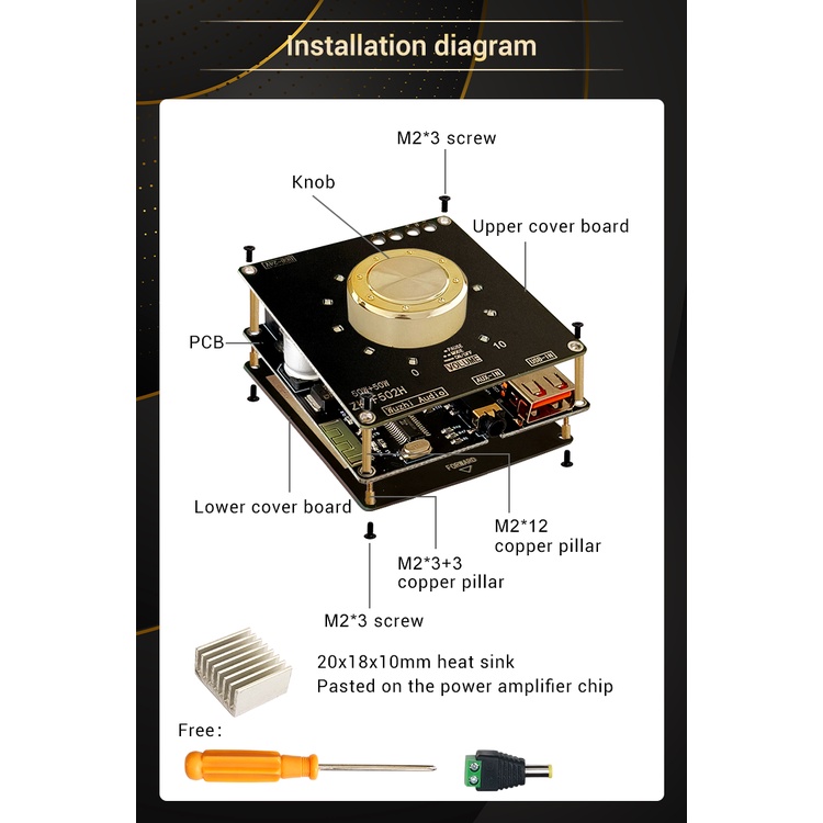 Mô Đun Khuếch Đại Âm Thanh Bluetooth ZK-F502H TPA3116D2 50W+50W