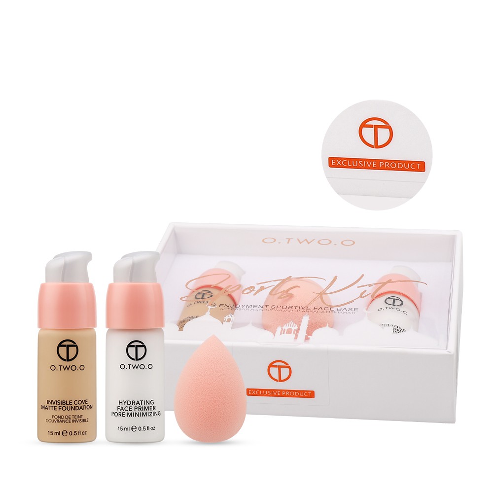 Set kem lót + kem nền dạng lỏng + mút trang điểm O.TWO.O trọng lượng 150g chất lượng cao | BigBuy360 - bigbuy360.vn