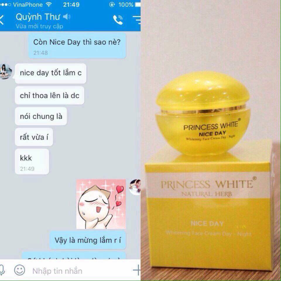 KEM NICE DAY PRINCESS WHITE DƯỠNG DA MẶT TRẮNG HỒNG HIỆU QUẢ NHẤT  -GIÁ RẺ VÔ ĐỊCH HÀNG CHÍNH HÃNG