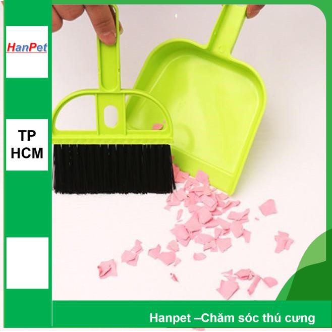 SP439 -  Bộ hót phân chó mèo kèm chổi MINI (hanpet 4711792) kích thước 13x12cm, xẻng  Hót kít chó / vệ sinh chó mèo