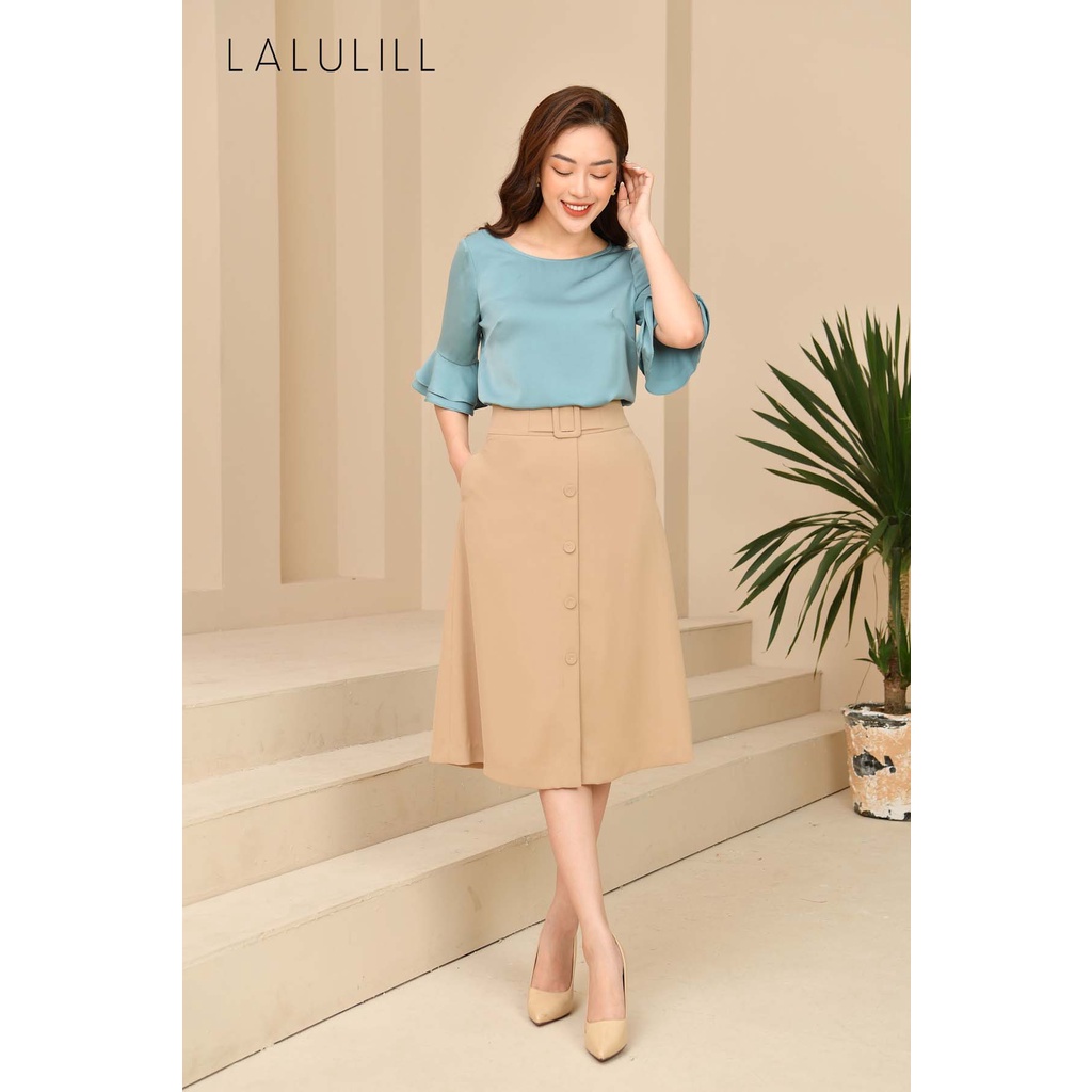 LALULILL - Chân váy dáng A hàng khuy bọc