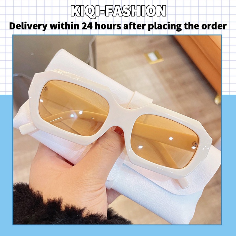 (KIQI-FASHION) COD Kính Mát Gọng Vuông Chống Tia Uv400 Phong Cách Âu Mỹ Thời Trang