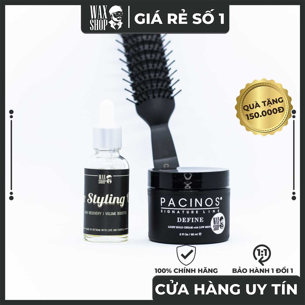 Sáp Vuốt Tóc Pacinos Define ⚡[Bao Test] ⚡Siêu Giữ Nếp Tóc tới 24 Tiếng, Tặng Kèm Pre-Styling Oil và Lược (Được Chọn)