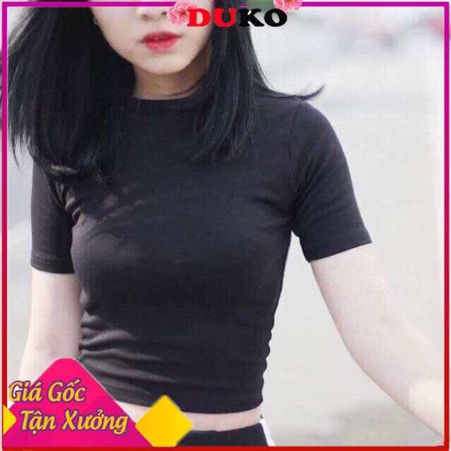 Áo thun nữ croptop tay ngắn đẹp ôm body unisex  DUKO FASHION