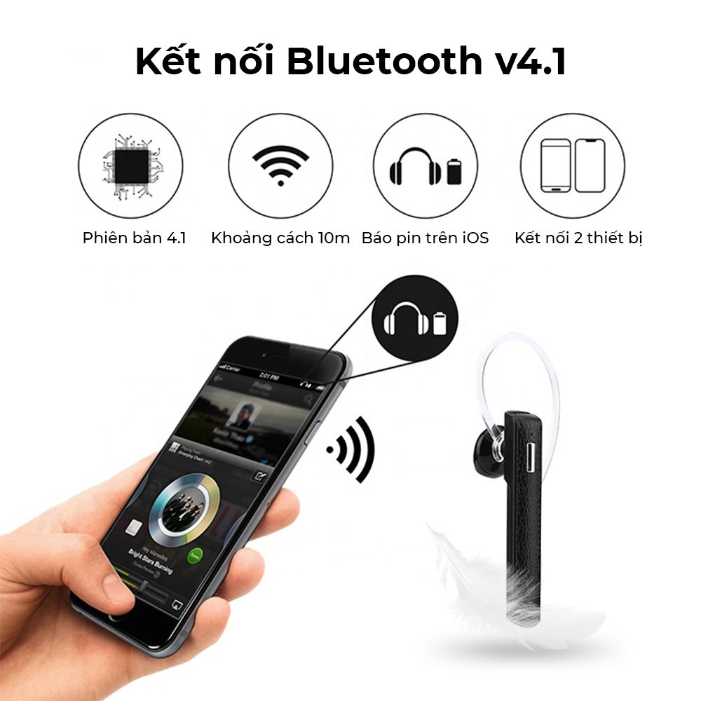 Tai nghe bluetooth PESON RY3  V4.1 xoay 90 độ chính hãng cho iPhone Samsung OPPO Vivo HUAWEI XIAOMi tai nghe không dây