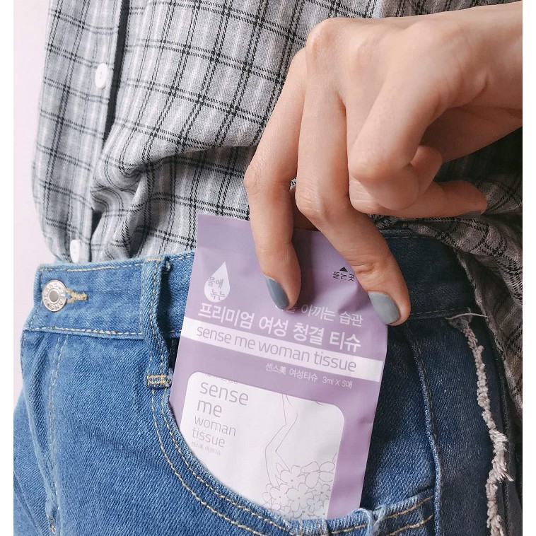 (Hàng mới về) Giấy ướt dành cho vùng kín Elcure Sense Me Woman Tissue 3ml/miếng