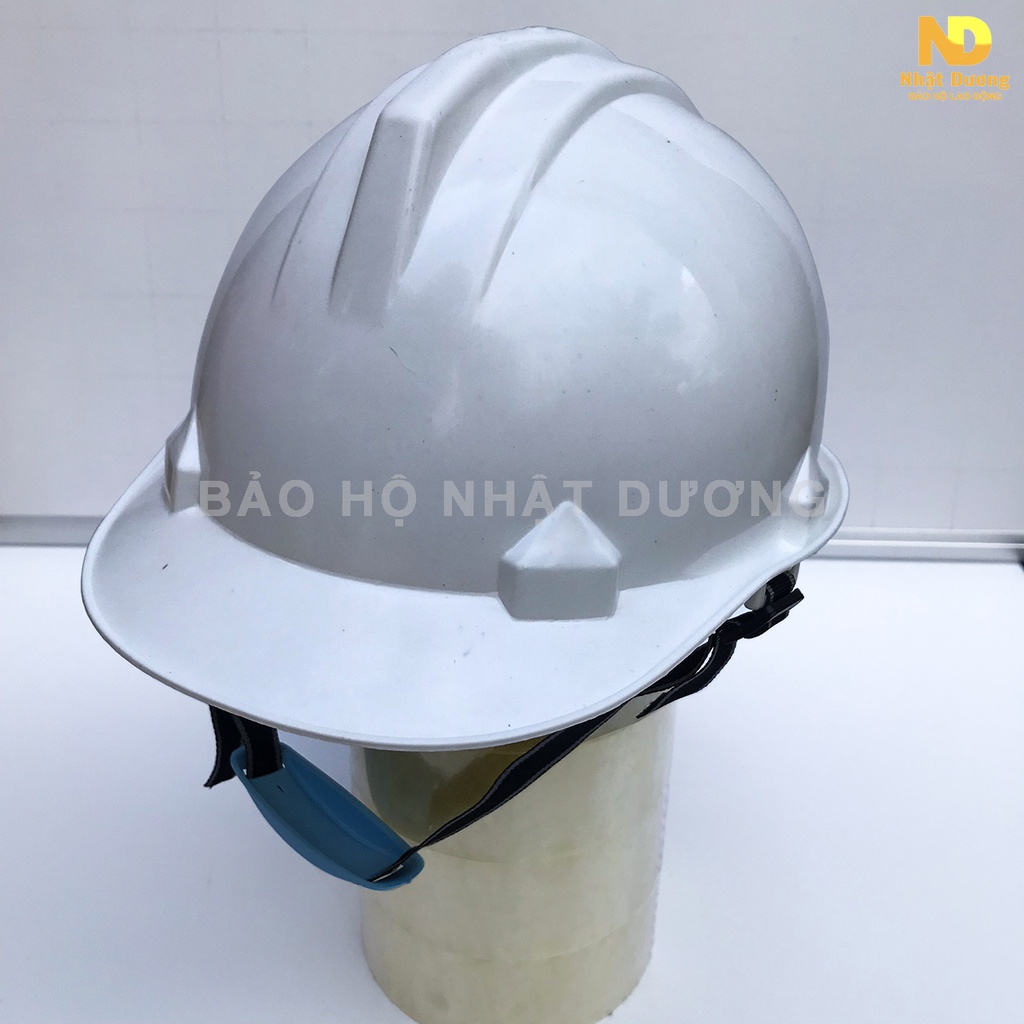 Mũ bảo hộ lao động màu trắng khóa gài Bảo Bình N004, Nón bảo hiểm lao động bảo vệ đầu