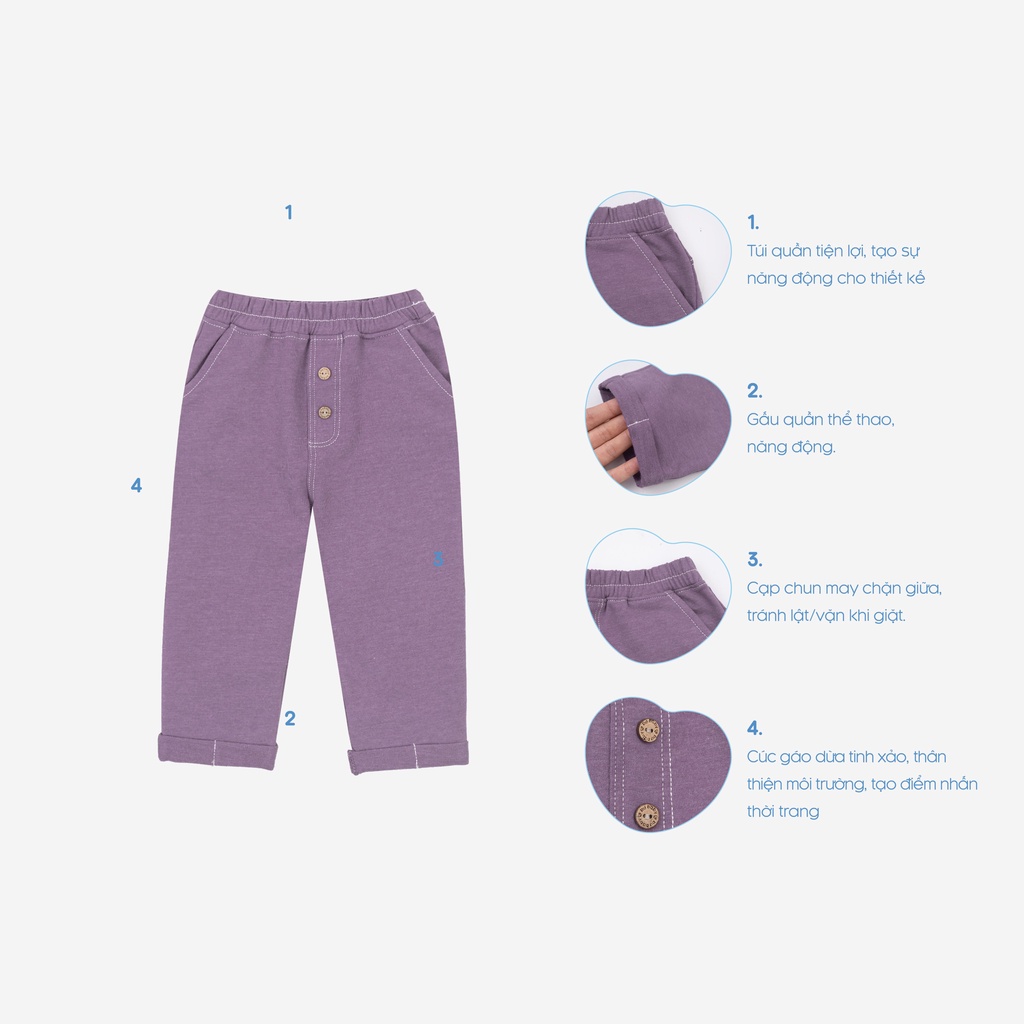 [CHÍNH HÃNG] Quần dài màu trơn trẻ em chất liệu Pure Cotton BCT410000 Bu