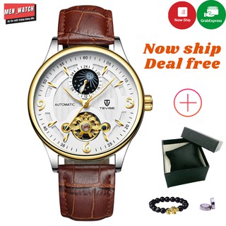 Đồng Hồ Nam Cơ Tự Động Chính Hãng TEVISE T820 dây da chống nước chống xước, tặng kèm vòng tỳ hưu bảo hành 1 năm