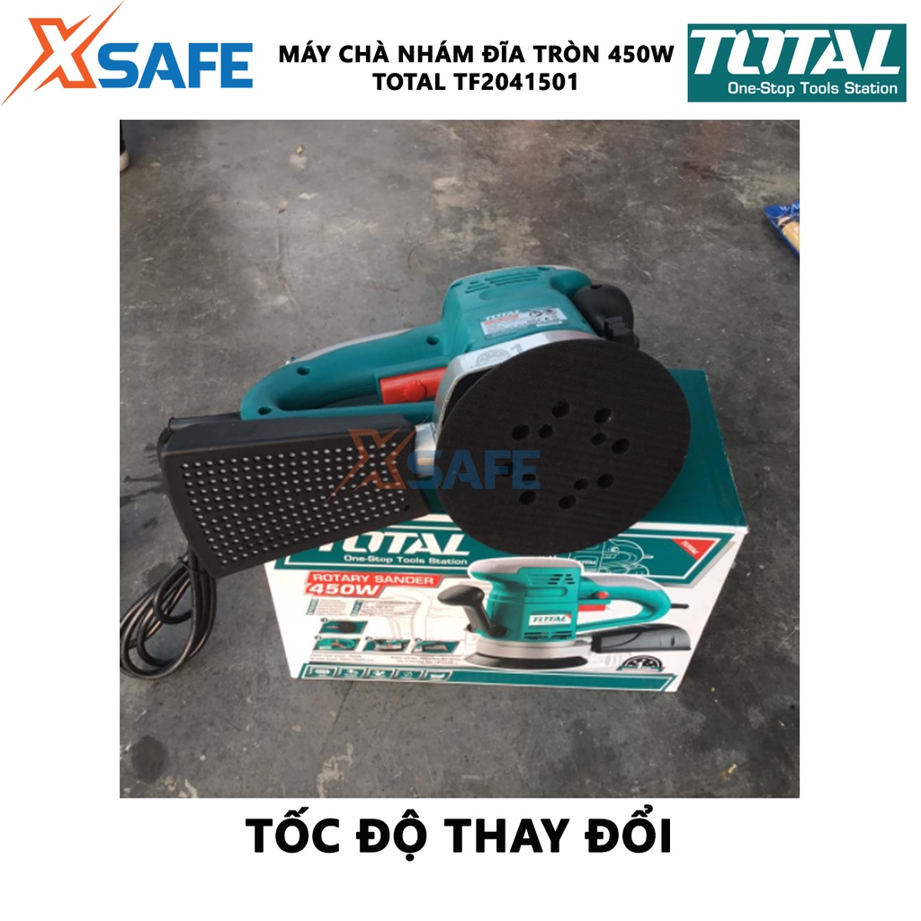 Máy chà nhám đĩa tròn Total TF2041501 Dụng cụ chà nhám cầm tay Công suất 450W Tốc độ không tải 4000-13000rpm -Chính hãng