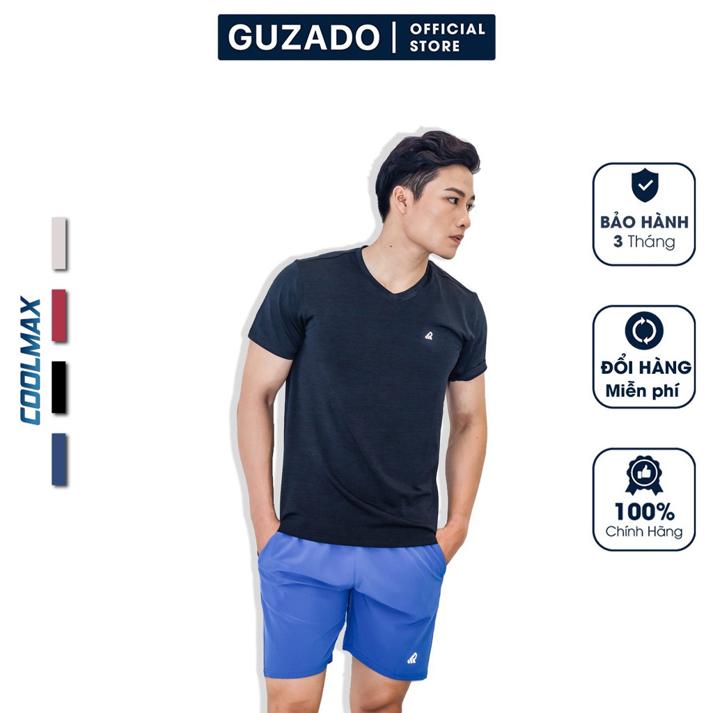 Áo Thun Nam GUZADO Cổ Tim, Chất Thể Thao, Co Giãn Thoải Mái, Mát Mẻ, Mẫu Mới Nhất 2021 KR20-06