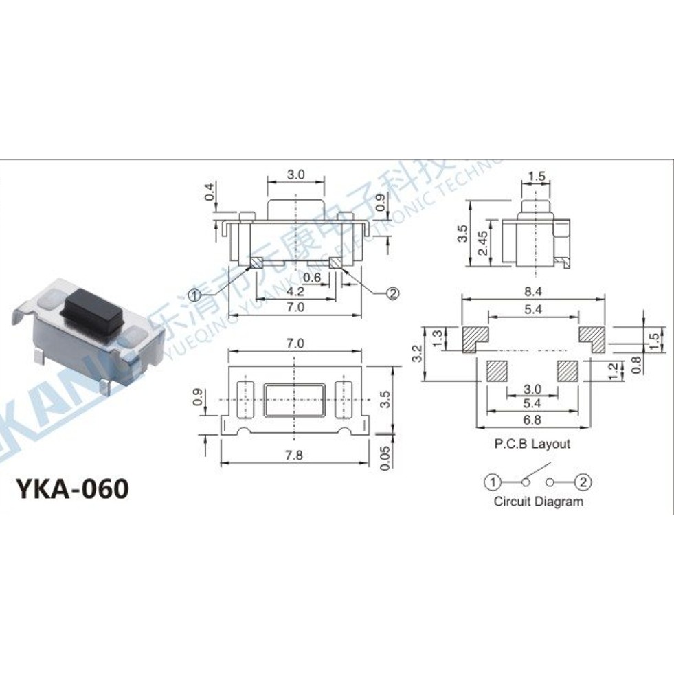 Công tắc TACT SWITCH YKA-058 --> YKA-060