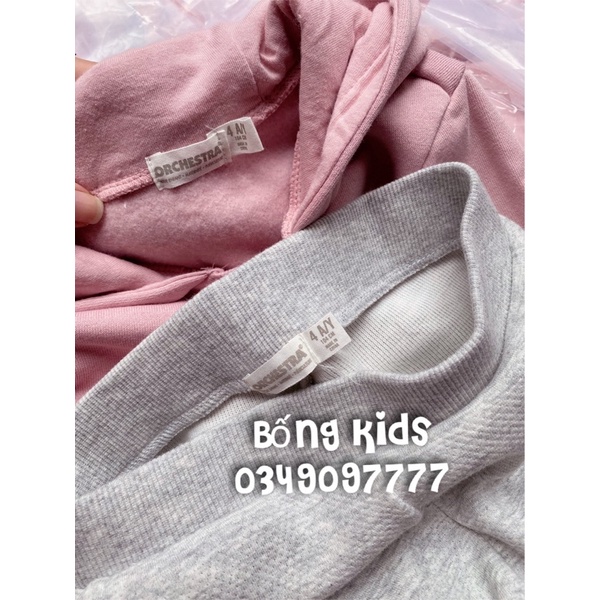Bộ Nỉ Hoodie Bé Gái Sport Túi Chìm Hồng Orchestra