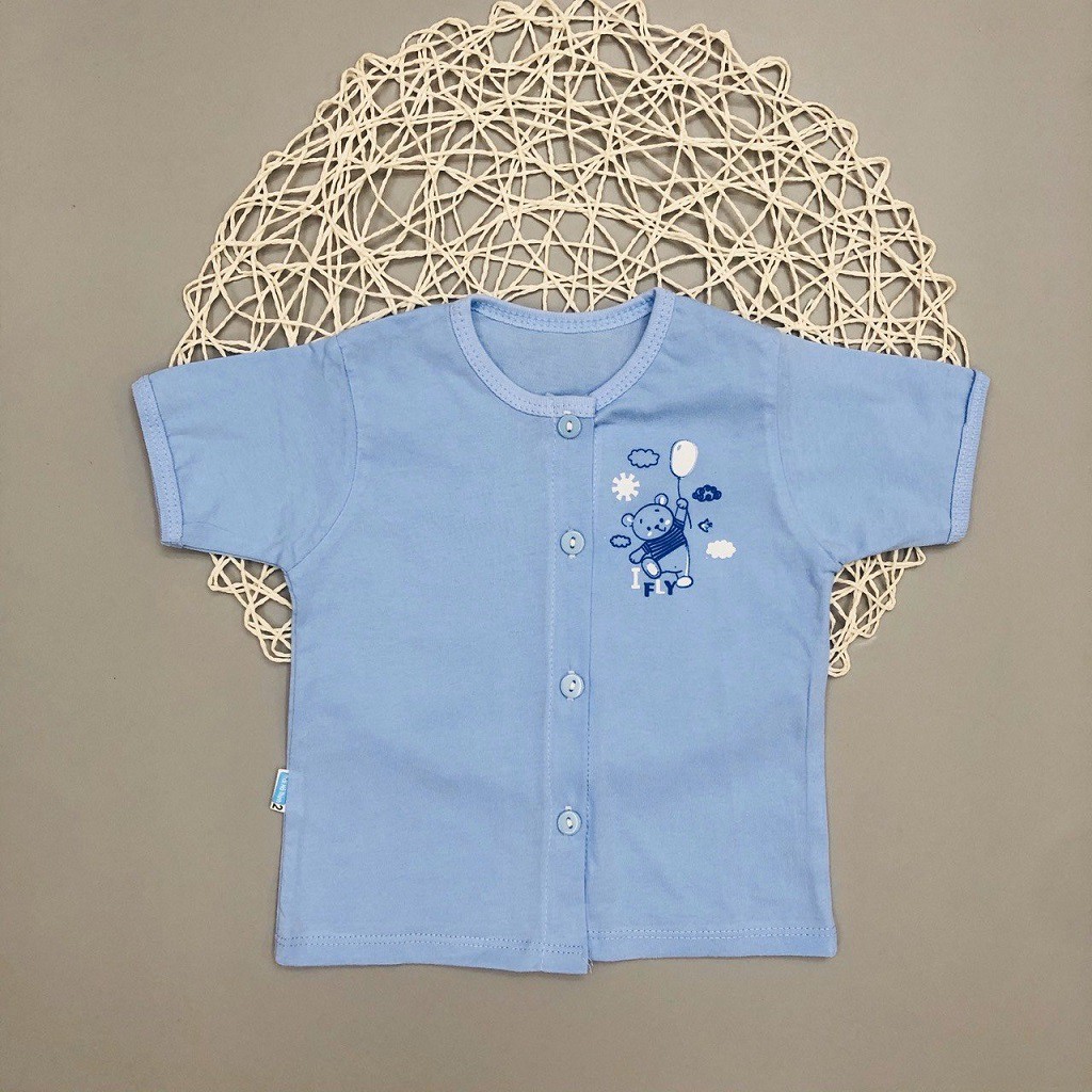 Áo Sơ Sinh Ngắn Tay Khuy Thẳng, 100% Cotton, Chất Mỏng, Mát, Thương Hiệu Thái Hà Thịnh, Có 5 Màu