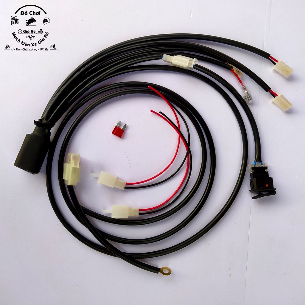 Mạch auto passing đèn trợ sáng lắp 2 đèn tặng giắc cắm cầu chì dự phòng