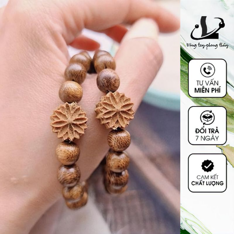 Vòng Trầm Tốc Tự Nhiên Mix Chamr Hoa Cúc - N37 | BigBuy360 - bigbuy360.vn