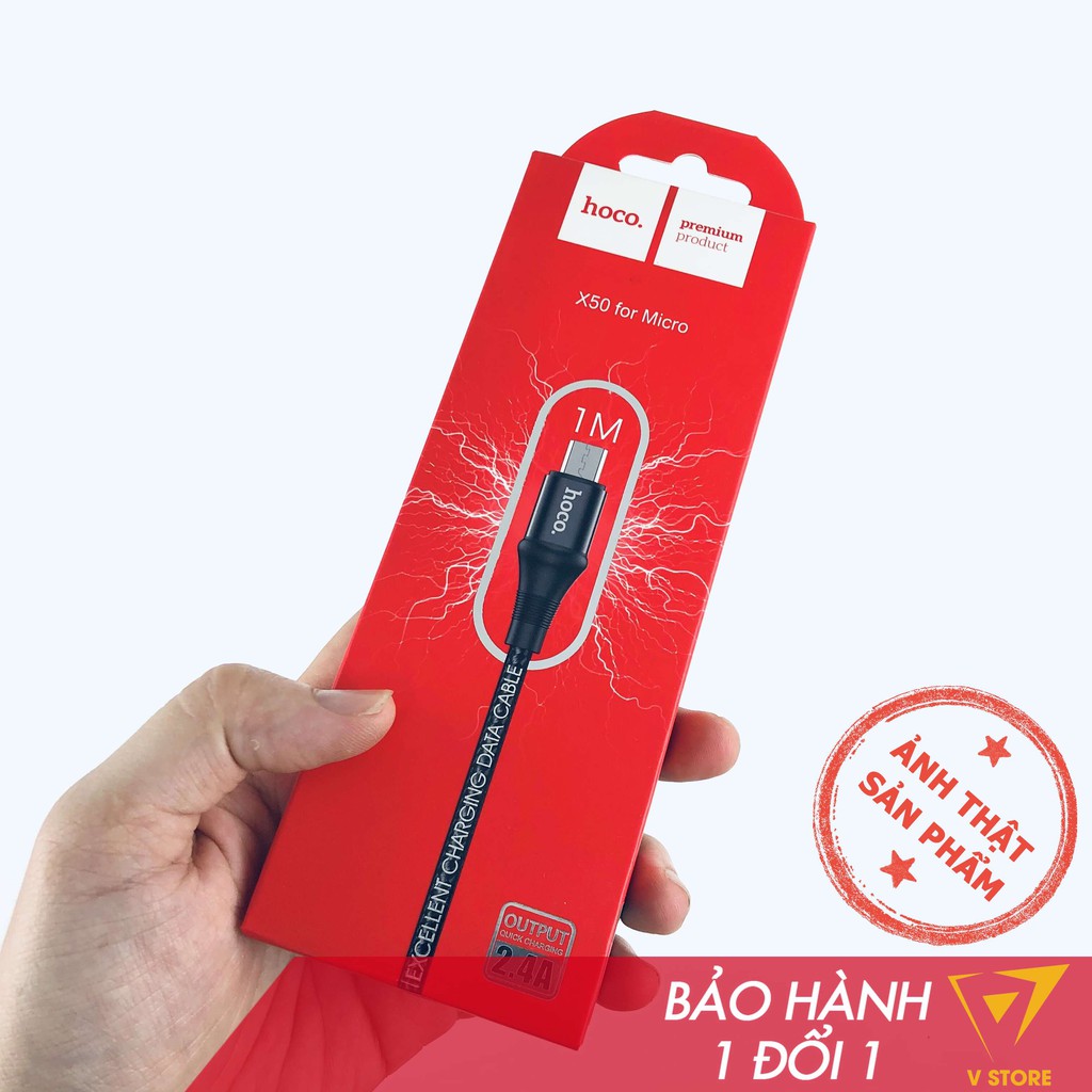 DÂY CÁP SẠC NHANH HOCO X14 DÂY DÙ MICRO USB CHO ĐIỆN THOẠI ANDROID/ ss/ OPPO 2A -DÀI 1M - ĐEN/ ĐỎ