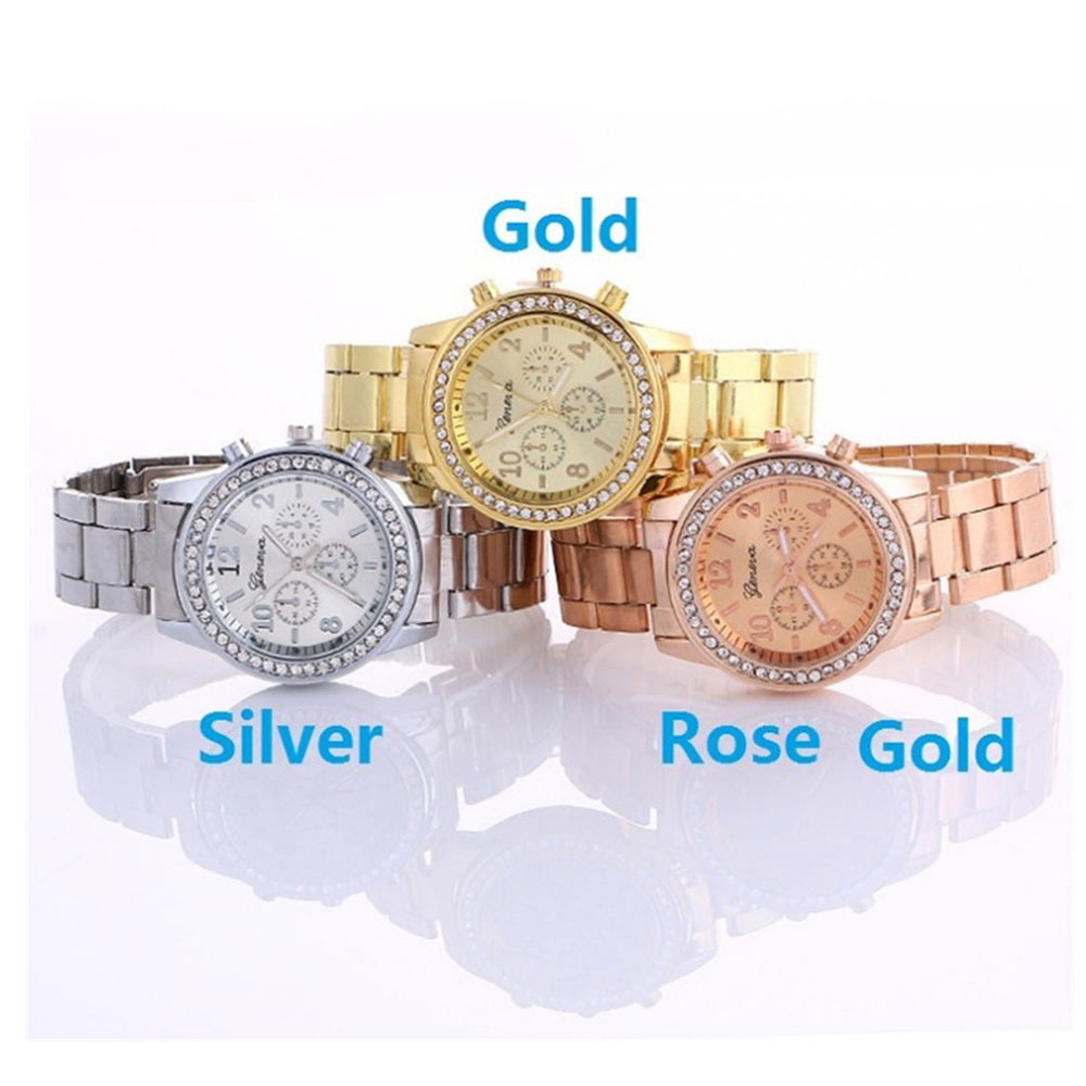 Geneva Wristwatches Stainless Steel Strap 521 Diamond Digital Watches For Women