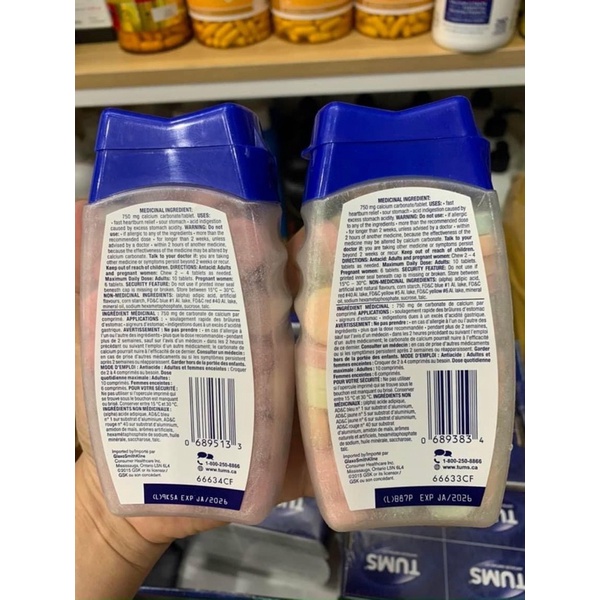 KẸO NGẬM TUMS 1000MG MỸ 100V 250V 265V, KẸO NHAI TIÊU HÓA,  DẠ DÀY MỸ